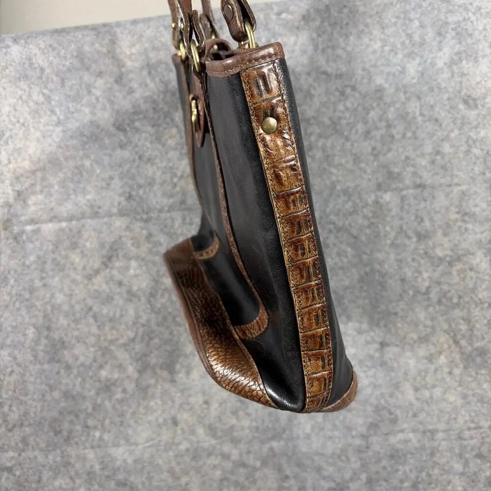 Vintage Brahmin brown & black‎ shoulder bag leather tote bag